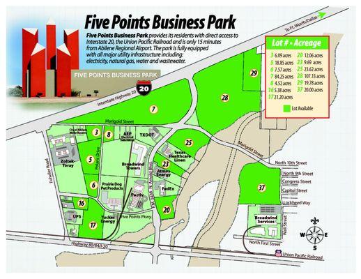 Call us for your business expansion and relocation.  Five Points Business Park is 15 minutes from Abilene Regional Airport.