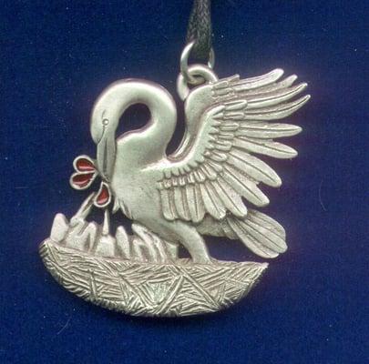 Pelican in Her Piety Pendant. Made with fine pewter in Boise Idaho