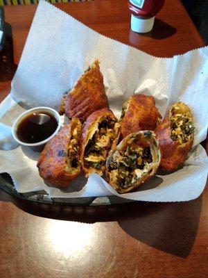 House made Soul Rolls! (Collard green, cabbage, and chicken) with a ginger terraki dipping sauce