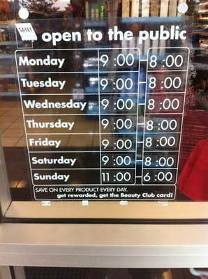 This are the hours for your convenience!