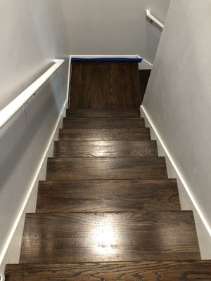 Wood oak stairs stained espresso!