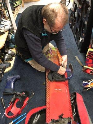 Awesome guy from Snow Mountain fixing my old binding.