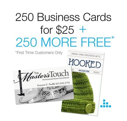 Yes 250 Free Cards! Full Color Front & Back Printing on 16pt Premium Paper. Includes Free Delivery!