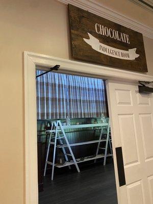 dessert room, taken from inside one of the event rooms (ceremony/reception), next to the rear patio