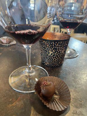 Syrah 5/5 and sea salt caramel truffle 4/5