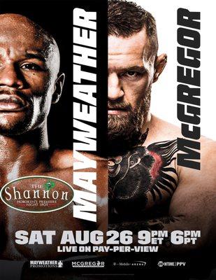 Mayweather vs McGregor at The Shannon Hoboken! $20 cover starts at 8pm! Hansel 'n Griddle will be on site taking orders!