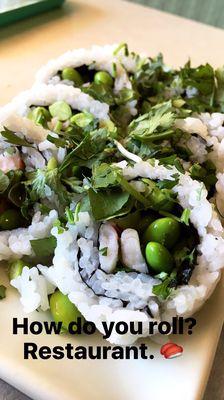 Shrimp, edamame roll with cilantro