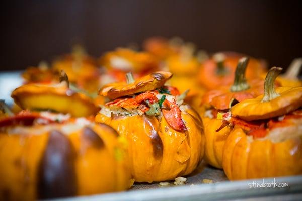 Lobster risotto served in mini pumpkins