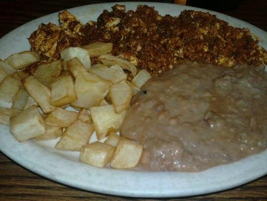 Chorizo and egg plate.