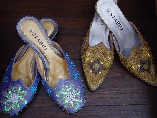 We carry beautiful beaded shoes in different styles and sizes.