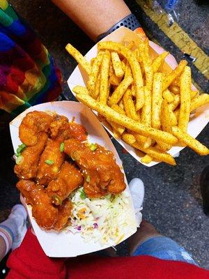 Sirracha & lime wings, Bomb dust fries