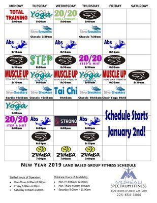 Our Group Fitness Schedules Change each Quarter, check out our app or facebook for the latest!