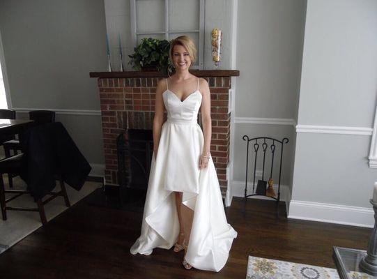 The wedding dress she altered!