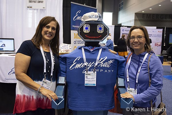 American Library Conference attendees with robot