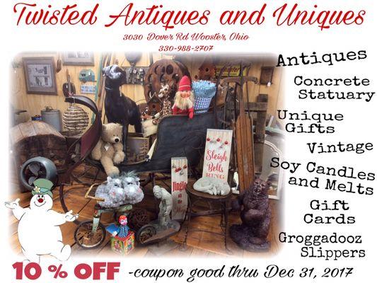 10% OFF COUPON! Good thru Dec 31, 2017...excludes Gift Certificates