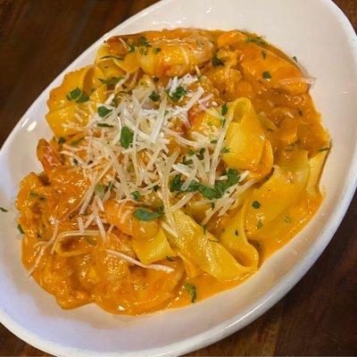 Seafood pappardelle