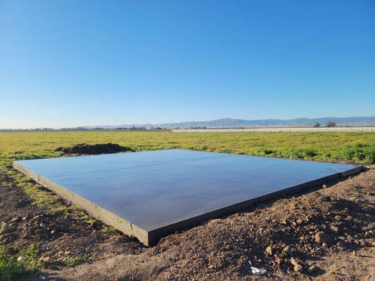 Concrete foundation for a barn