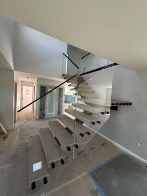 Stair case with glass