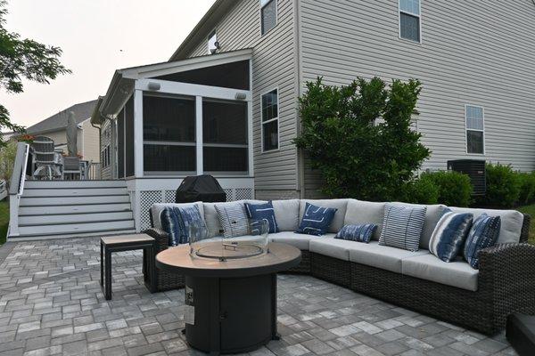 This patio and screened in deck in Elkridge  is a great way to spend time outdoors.