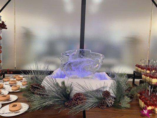 Sodexo has an ice sculptor on their staff. Not only does he work as a Chef, but he can make wonderful ice sculptures like this PowerCat!