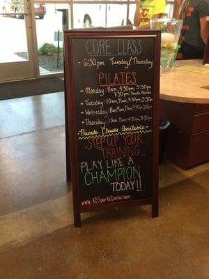 Core & Pilates Classes Offered