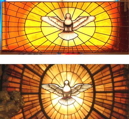 Sacred Dove from St Peter's Basilica Rome: by Artistrty in Glass (above) and by Bernini (below)