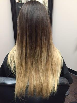 Chocolate to blond ombre