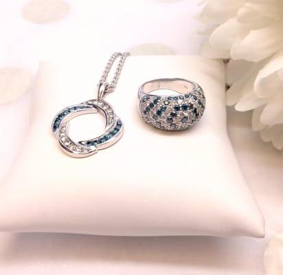 Blue and white diamonds on stock now!