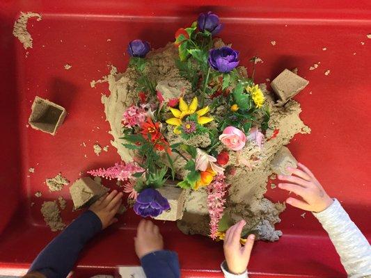 Gardening sensory bin