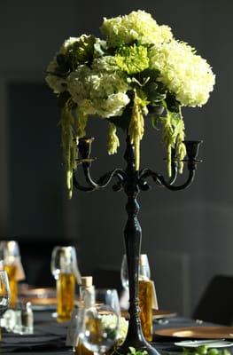 Wedding centerpieces - with black candelabra