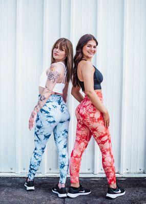 Our strappy Sports Bras and Beautiful Tie Dye Leggings