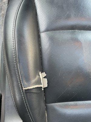 Before pic of the damaged leather car seat