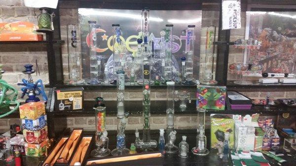 great selection of glass smoking accessories..glass, acrylic,silicone etc