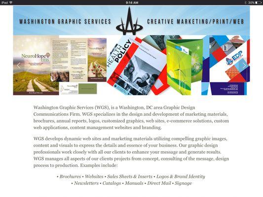 Washington Graphic Services, Bethesda MD. Full services web, print, branding, printing, trade show and content marketing firm.