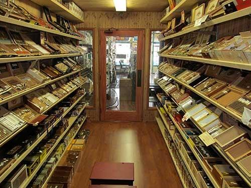 Bob Smoke Shop humidor featuring premium cigar selections