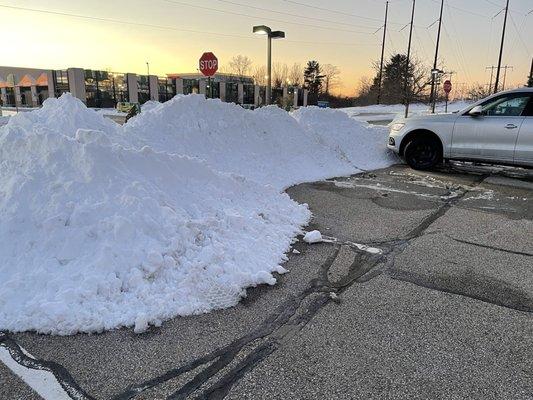 Plowed in parking spots