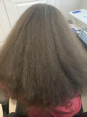 Express keratin blowout. Very dry, rough, and frizzy