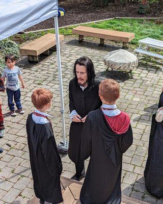 Professor Snape meeting our boys.  They had no idea he was coming, and were so amazed!