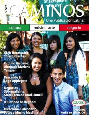 August 2010 Edition of CAMINOS Magzine.  Cover: Local Students who recieved scholorship awards provided by www.SOLSF.org