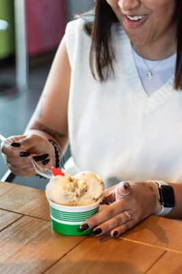 No matter your size or flavor, every ice cream comes with a Swedish Fish on top, including this Minnow-sized bowl of cookie dough!