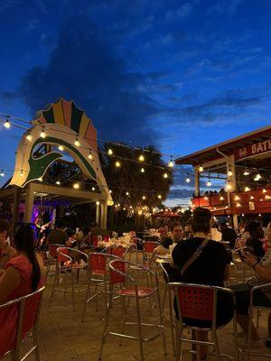 Outdoor Seating Area, live music stage in the back