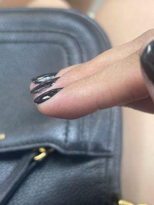 Multiple nails in a row missing clear top coat