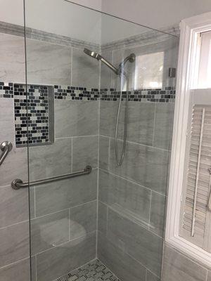 Frameless Fixed Glass Shower Screen With Brush nickel