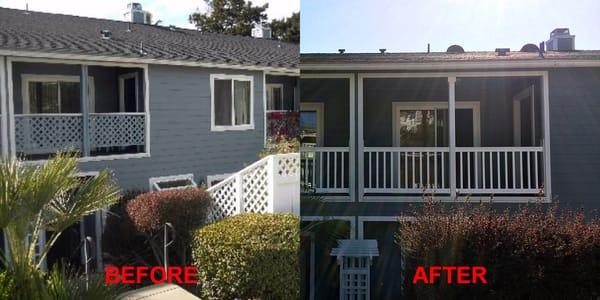 Before and after photos of our balconies