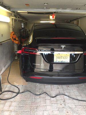 240V Tesla charging plug , done by        Electra City experts