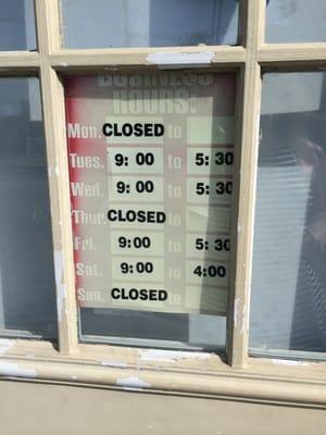 Apparently closed 3x a week