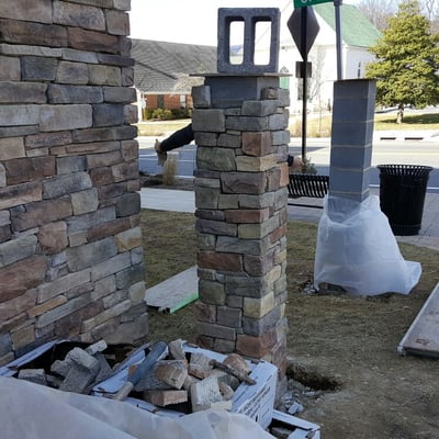 Crozet Library sign coming along.