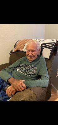 Dad relaxing in his room.