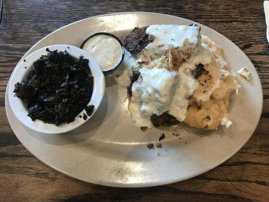 MEAT LOAF
 MASHED POTATOES
 COLLARD GREENS