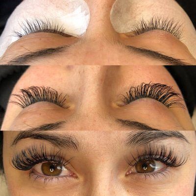 Before and after volume lash extensions